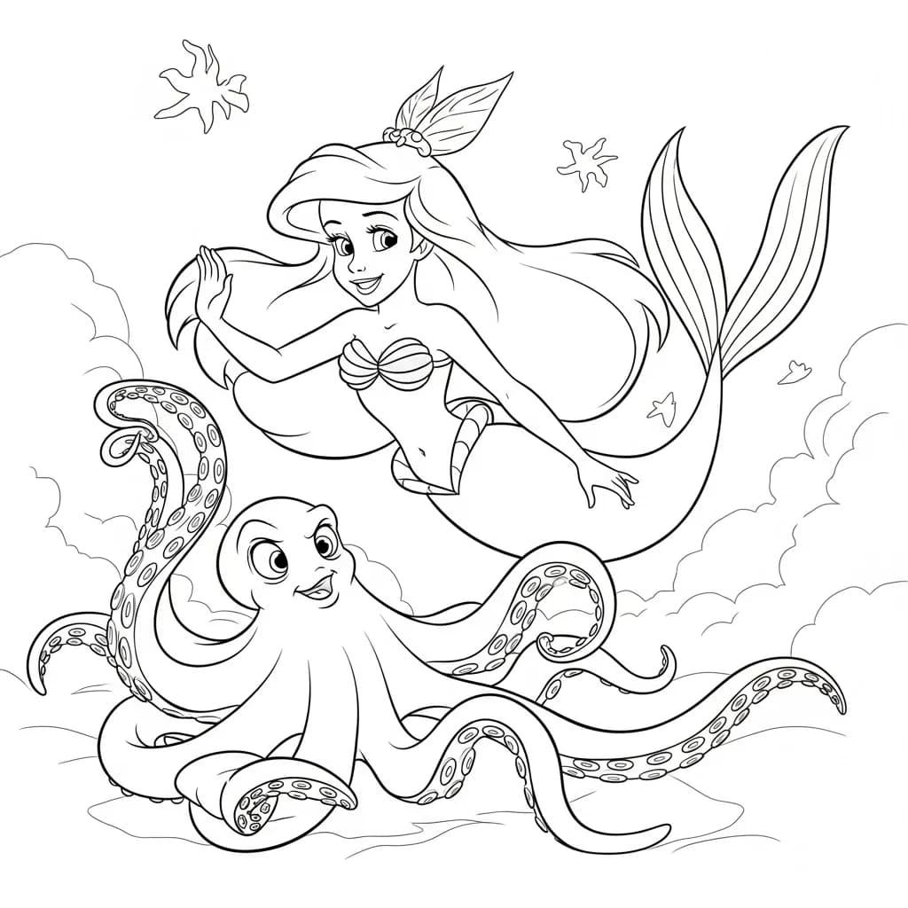 Desenhos da Ariel para Imprimir e Colorir