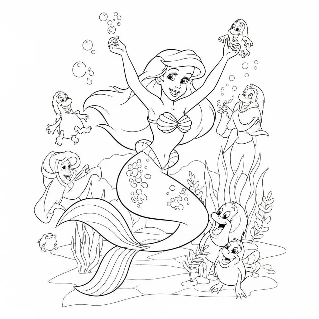 Desenhos da Ariel para Imprimir e Colorir