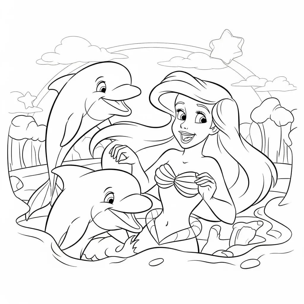 Desenhos da Ariel para Imprimir e Colorir