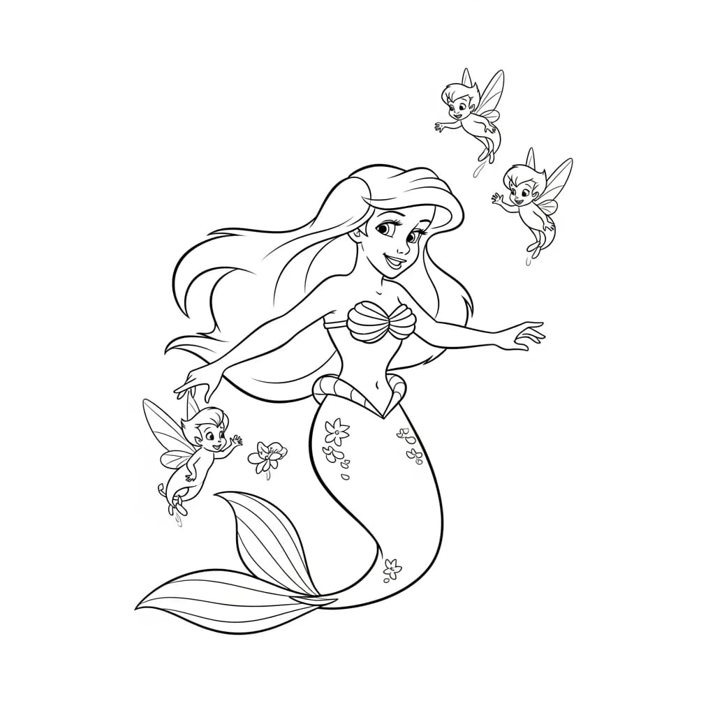 Desenhos da Ariel para Imprimir e Colorir