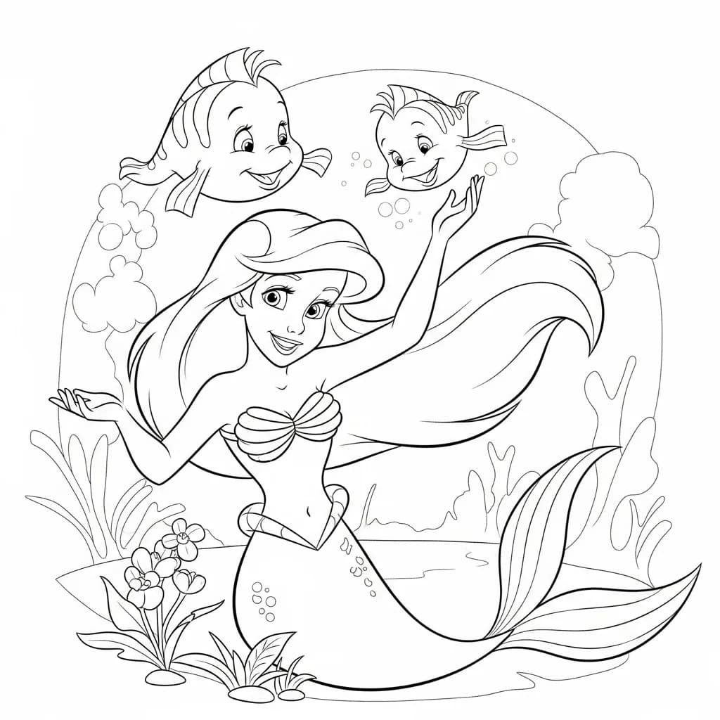Desenhos da Ariel para Imprimir e Colorir