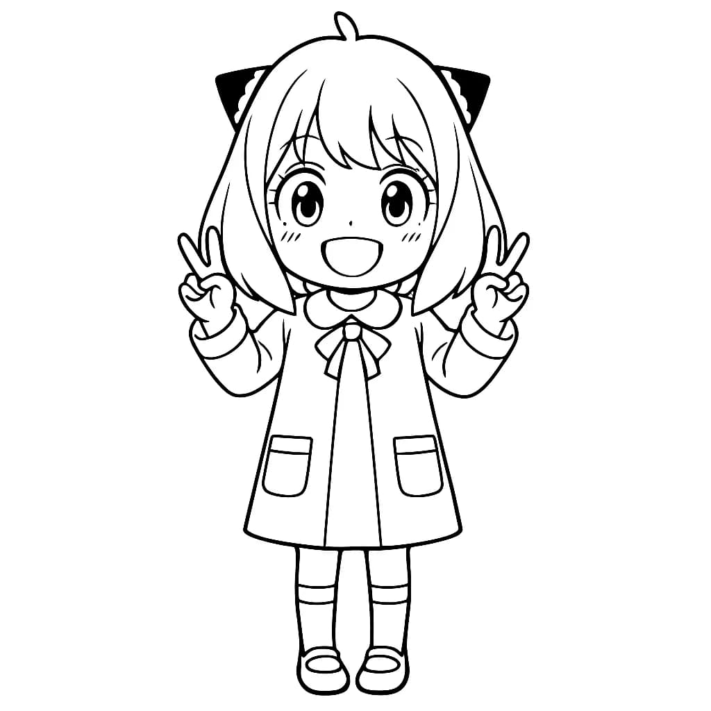 Esboço divertido da Anya em estilo infantil para colorir