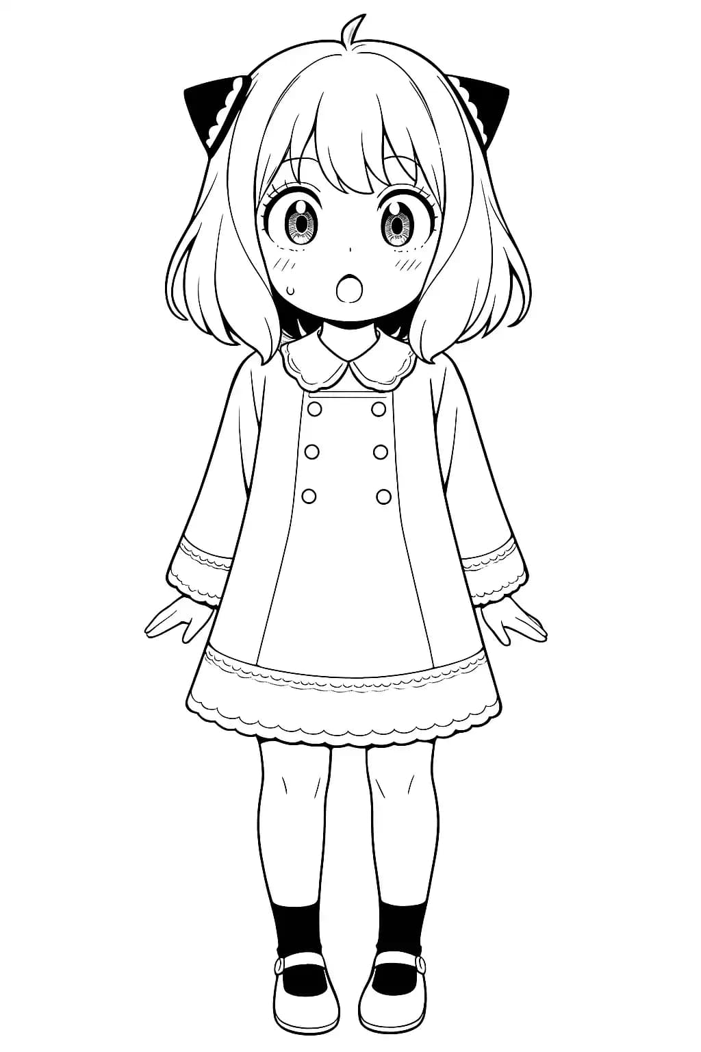 Esboço divertido da Anya em estilo infantil para colorir
