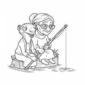 Desenho da Era do Gelo para colorir com Manny, Sid, Diego e Scrat em preto e branco