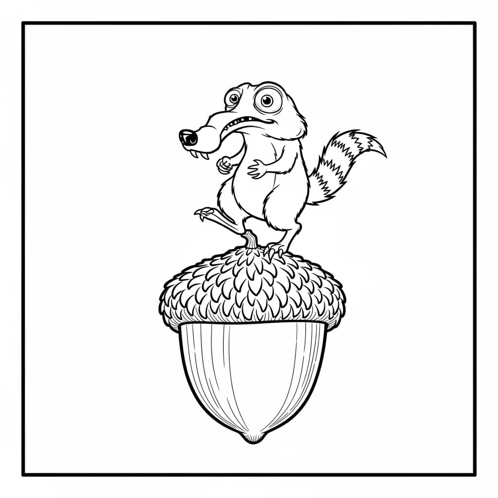 Desenho da Era do Gelo para colorir com Manny, Sid, Diego e Scrat em preto e branco