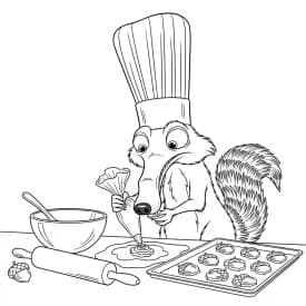 Desenho da Era do Gelo para colorir com Manny, Sid, Diego e Scrat em preto e branco