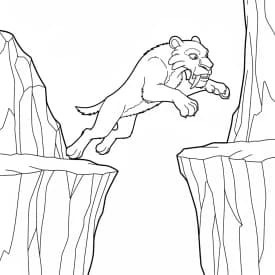 Desenho da Era do Gelo para colorir com Manny, Sid, Diego e Scrat em preto e branco