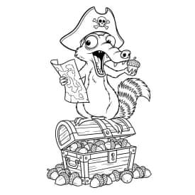 Desenho da Era do Gelo para colorir com Manny, Sid, Diego e Scrat em preto e branco