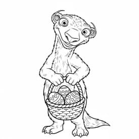 Desenho da Era do Gelo para colorir com Manny, Sid, Diego e Scrat em preto e branco