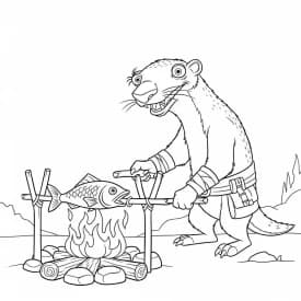Desenho da Era do Gelo para colorir com Manny, Sid, Diego e Scrat em preto e branco
