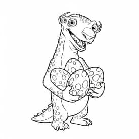 Desenho da Era do Gelo para colorir com Manny, Sid, Diego e Scrat em preto e branco