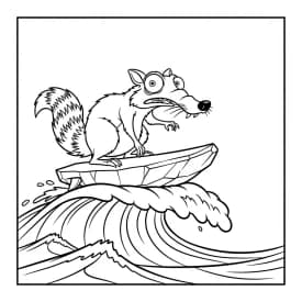 Desenho da Era do Gelo para colorir com Manny, Sid, Diego e Scrat em preto e branco