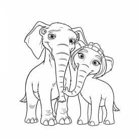 Desenho da Era do Gelo para colorir com Manny, Sid, Diego e Scrat em preto e branco