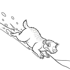 Desenho da Era do Gelo para colorir com Manny, Sid, Diego e Scrat em preto e branco