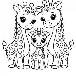 desenho de girafa família para colorir