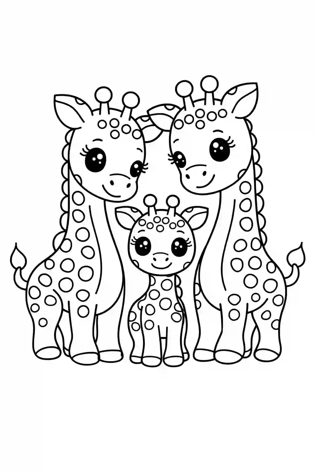 desenho de girafa família para colorir