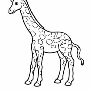 desenho simples de girafa para colorir com traços grossos e fundo branco