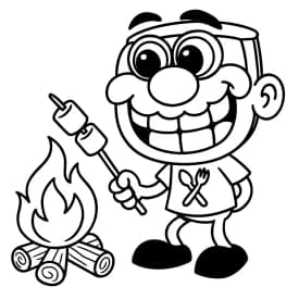 Desenho em preto e branco do José Comilão em uma cena divertida, perfeito para crianças colorirem.