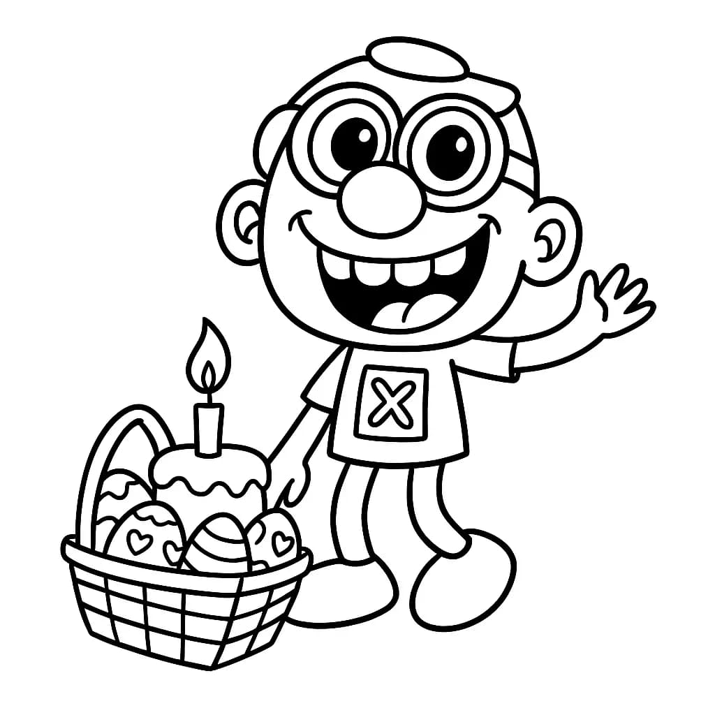 Desenho em preto e branco do José Comilão em uma cena divertida, perfeito para crianças colorirem.