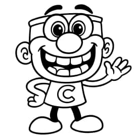 Desenho em preto e branco do José Comilão em uma cena divertida, perfeito para crianças colorirem.