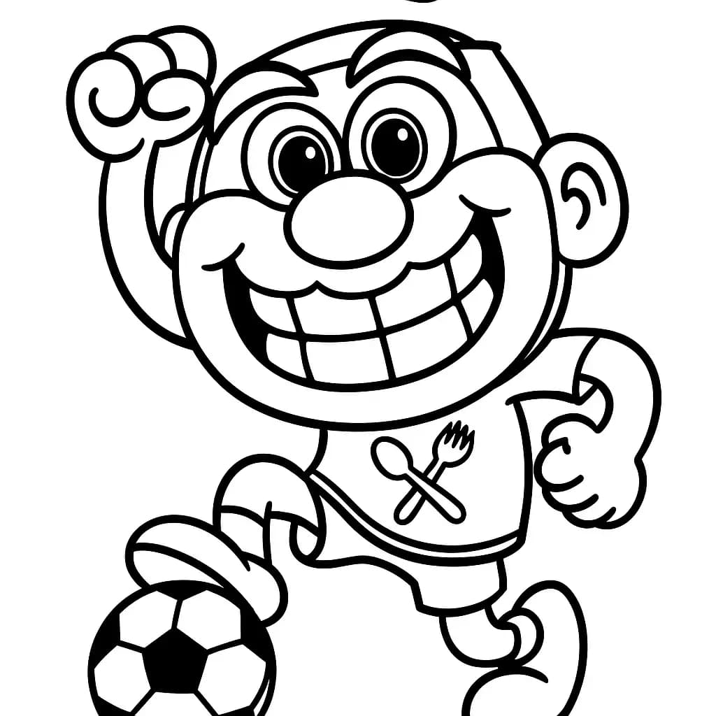 Desenho em preto e branco do José Comilão em uma cena divertida, perfeito para crianças colorirem.