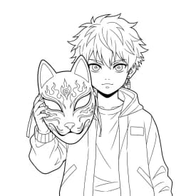 Desenho para colorir Kpop Demon Hunters personagem em batalha mágica