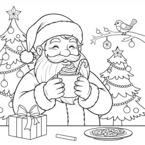 desenho de árvore de natal com corações para colorir
