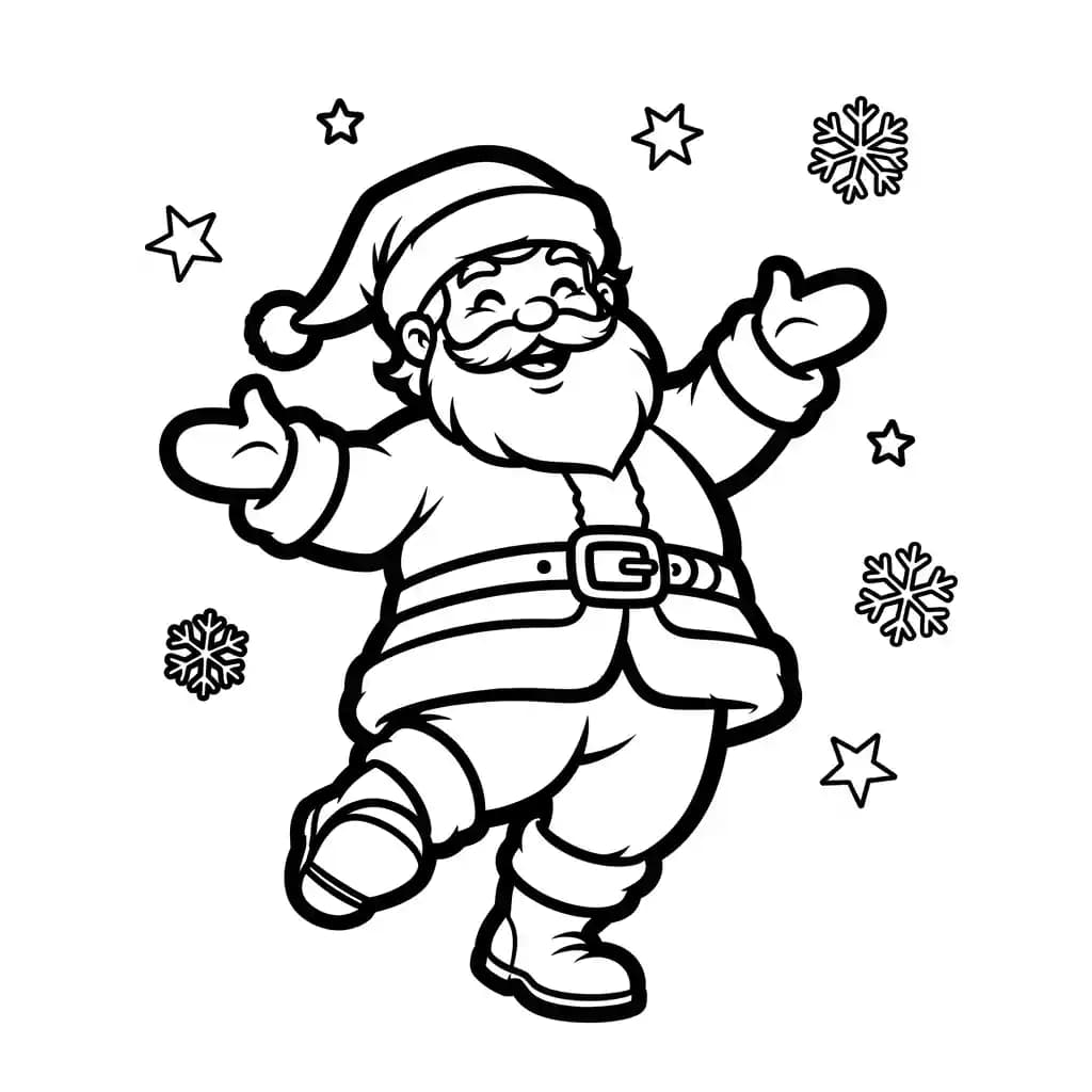 desenho de papai noel dançando para colorir infantil