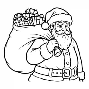 desenho de papai noel com saco de presentes para colorir