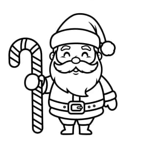 desenho de papai noel com bengala doce para colorir