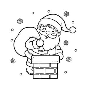 desenho de papai noel descendo chaminé para colorir
