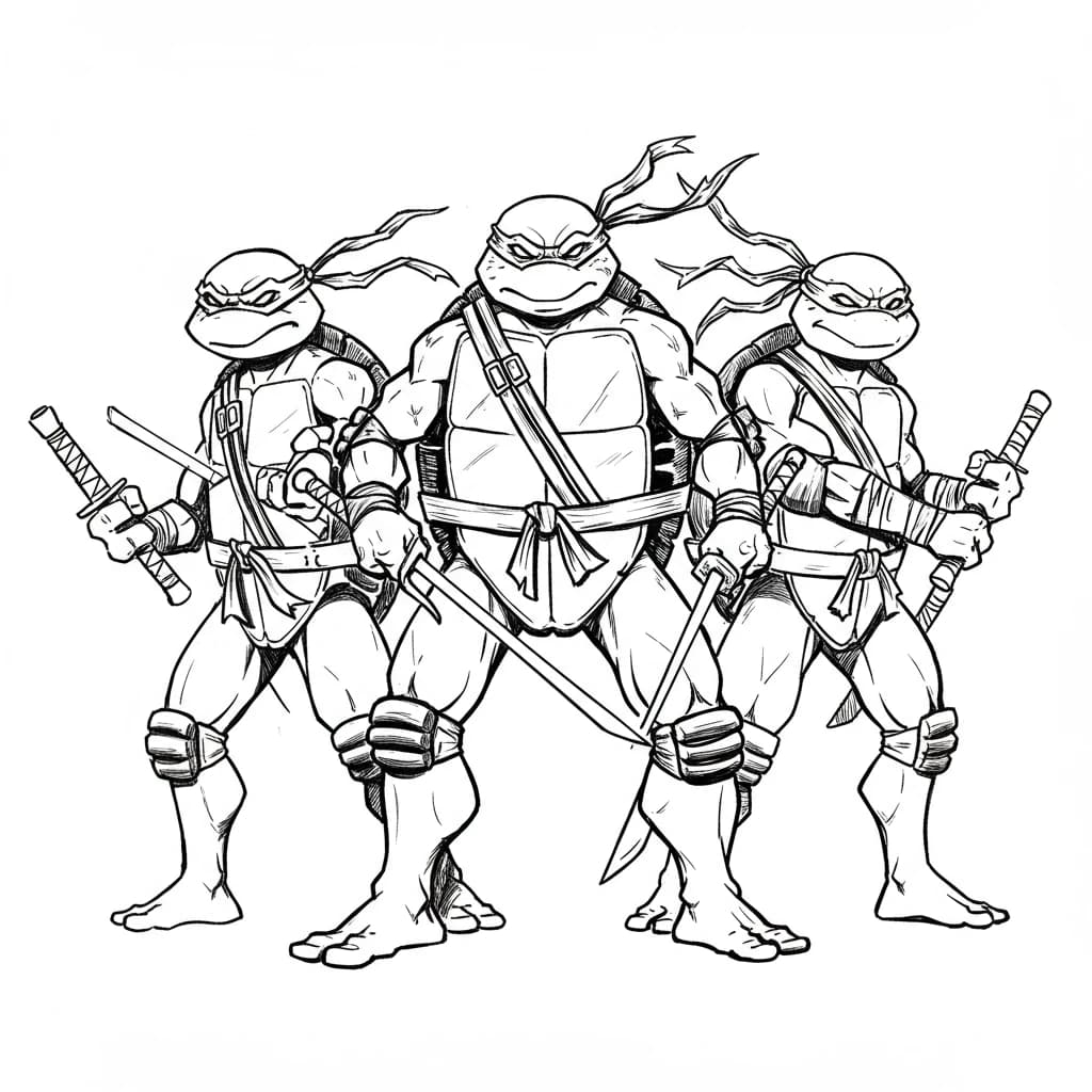 Desenhos das Tartarugas Ninja para Imprimir e Colorir