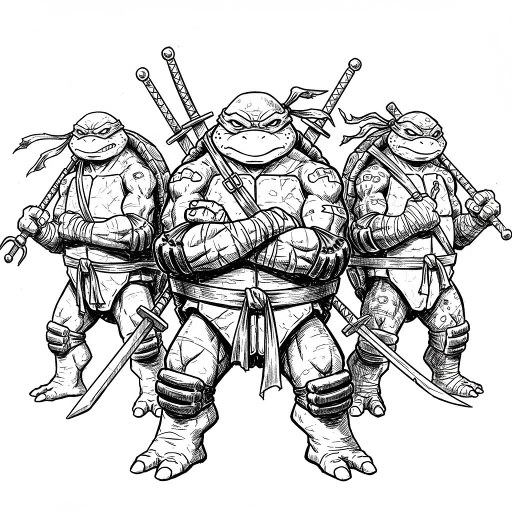 Desenhos das Tartarugas Ninja para Imprimir e Colorir