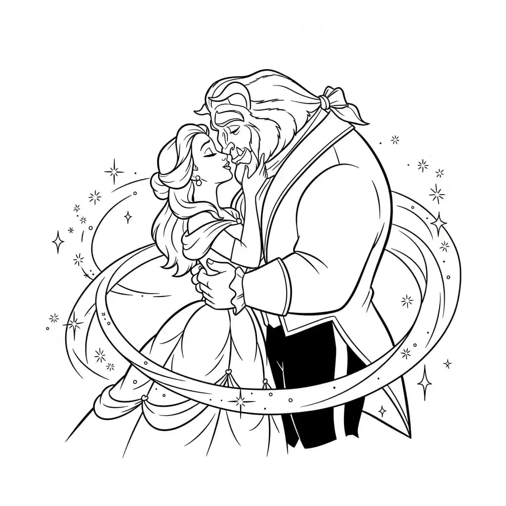 Desenhos de a bela e a fera para imprimir e colorir