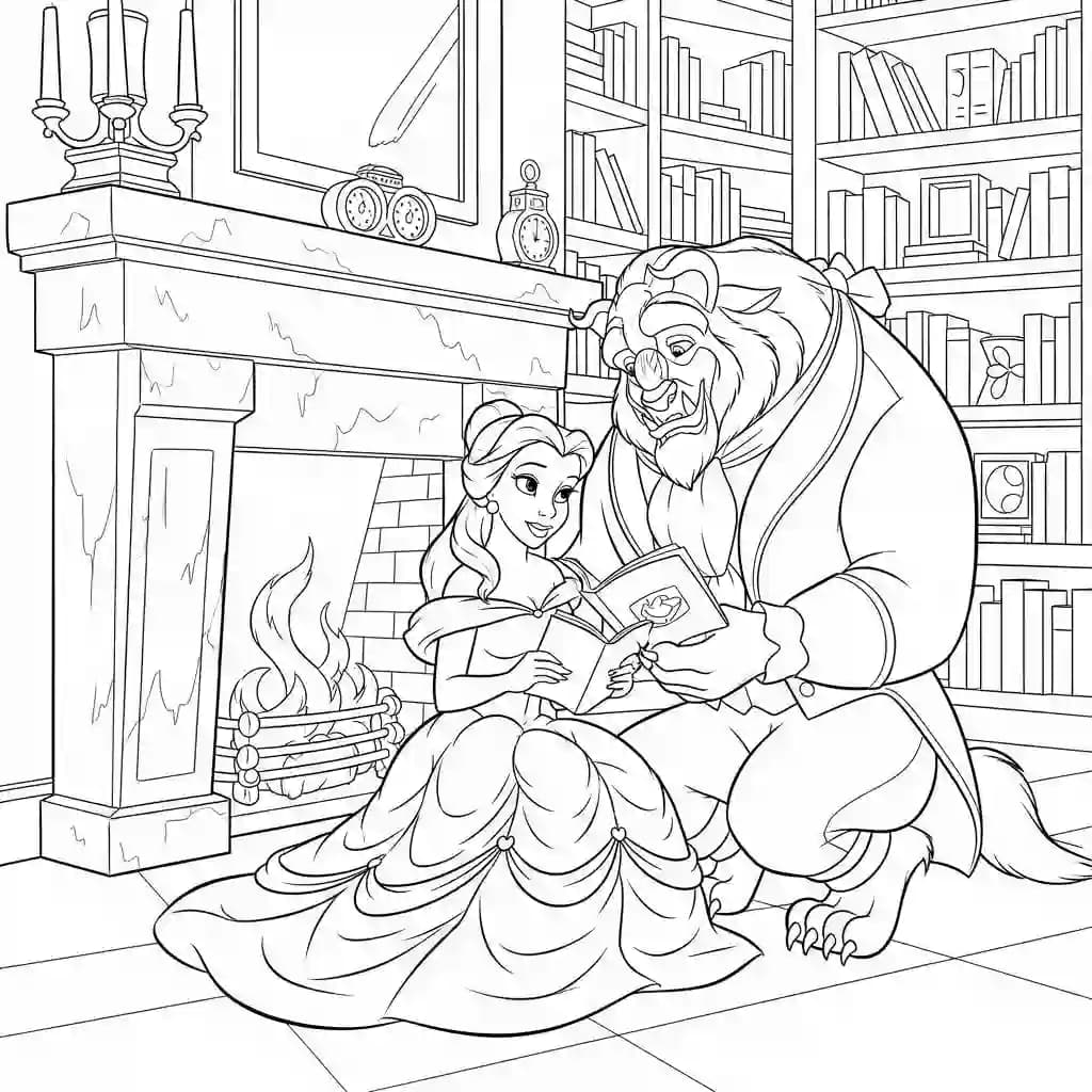 Desenhos de a bela e a fera para imprimir e colorir