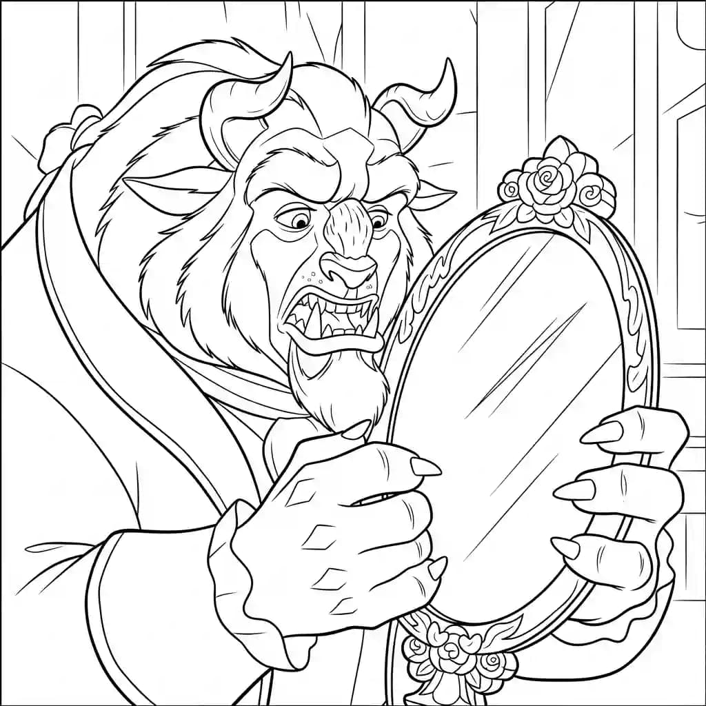 Desenhos de a bela e a fera para imprimir e colorir