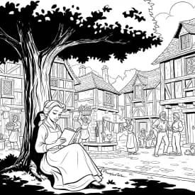 Desenhos de a bela e a fera para imprimir e colorir