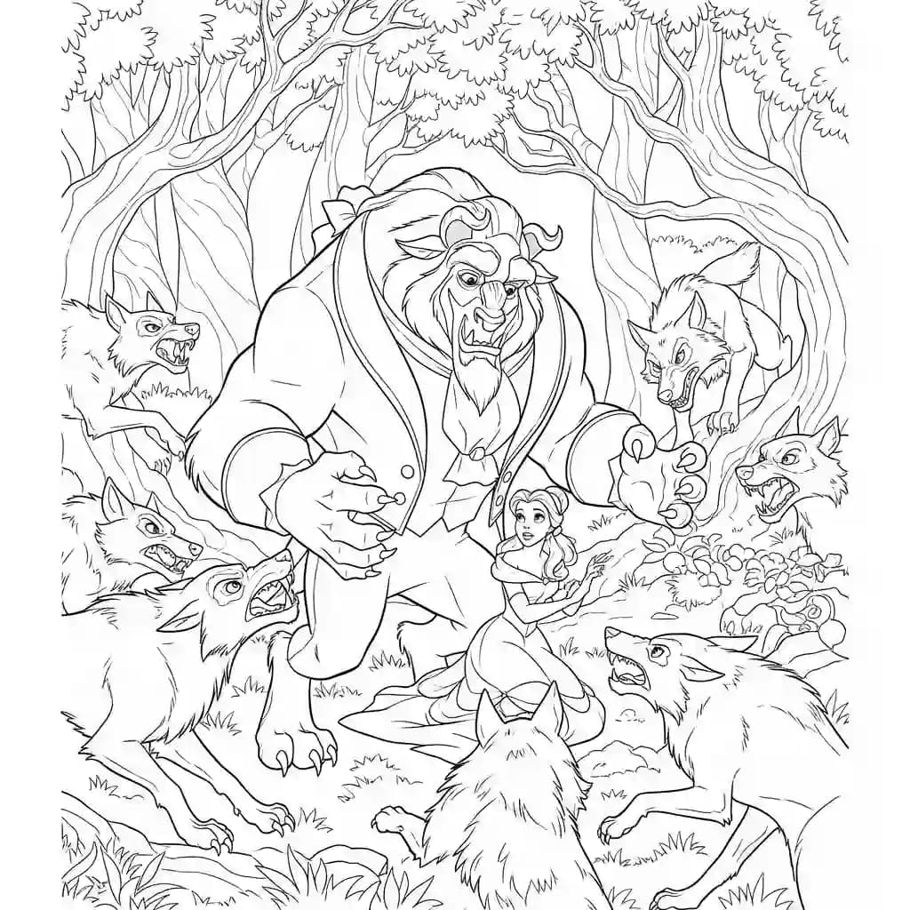 Desenhos de a bela e a fera para imprimir e colorir