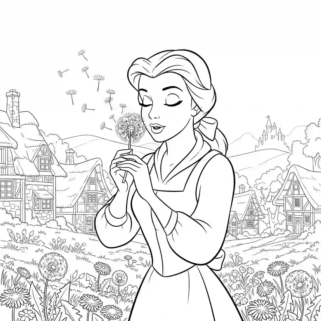 Desenhos de a bela e a fera para imprimir e colorir