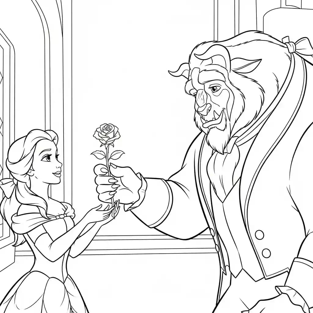 Desenhos de a bela e a fera para imprimir e colorir