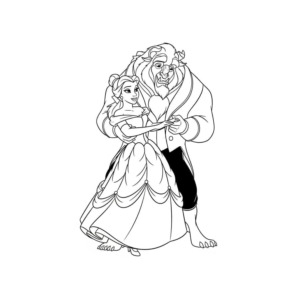 Desenhos de a bela e a fera para imprimir e colorir
