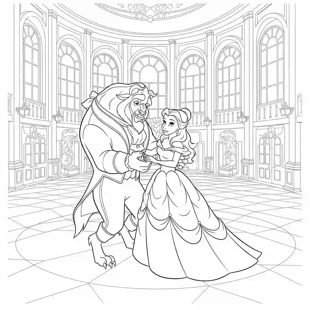 Desenhos de a bela e a fera para imprimir e colorir