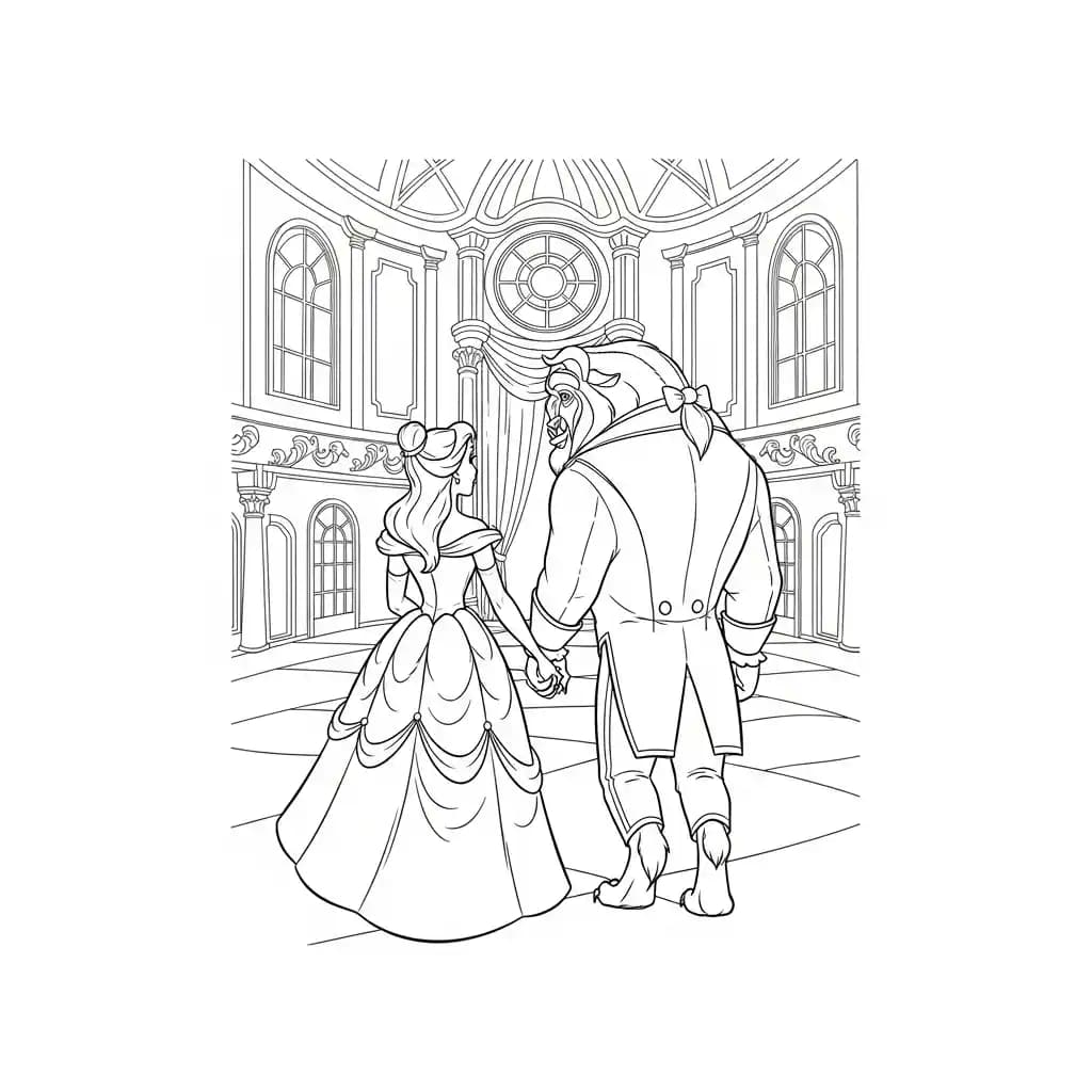 Desenhos de a bela e a fera para imprimir e colorir