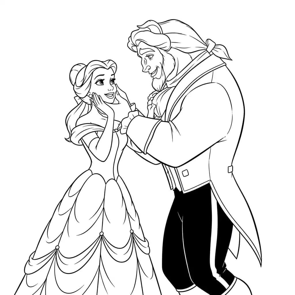 Desenhos de a bela e a fera para imprimir e colorir