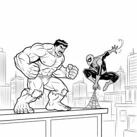 Desenho do Hulk vs Homem-Aranha para Colorir