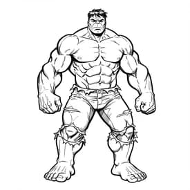 Desenho do Hulk em Pé com Expressão Séria para Colorir