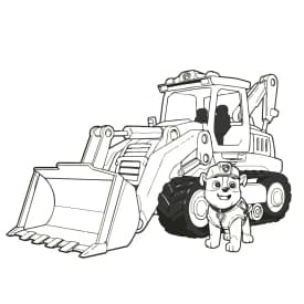 Desenho do Ryder da Patrulha Canina para Colorir - Em Ação Desenho de Rubble com Trator da Patrulha Canina para Colorir