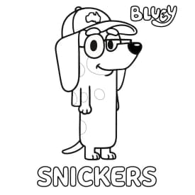 Família da Bluey para Colorir: Bluey, Bingo, Bandit e Chilli Juntos! Snickers para Colorir: Desenho do Cachorrinho da Turma da Bluey