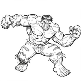 Hulk em Posição de Ataque - Para Colorir