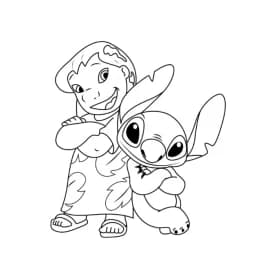 Desenho de Rubble com Trator da Patrulha Canina para Colorir Desenho para colorir de Lilo e Stitch juntos em uma praia tropical com prancha de surfe, flores havaianas e céu ensolarado — ideal para imprimir grátis e viver aventuras encantadoras com os personagens da Disney.